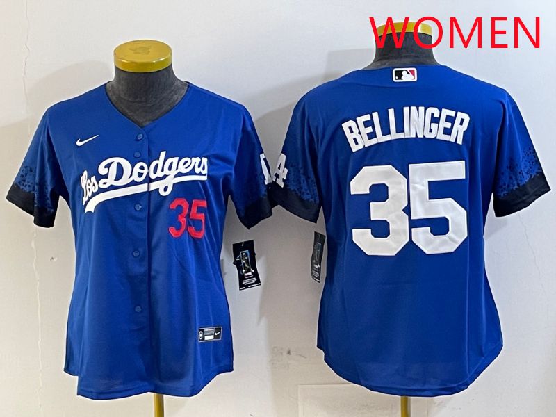 Women Los Angeles Dodgers #35 Bellinger Blue City Edition 2025 Nike MLB Jersey style 1